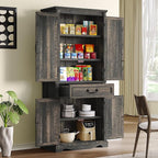 DWVO 71" Tall Kitchen Pantry Cabinet, Farmhouse Freestanding Storage Cabinet with Doors, Drawer and Adjustable Shelves for Kitchen, Living Room, Dining Room, Rustic Dark Oak