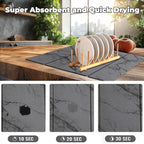 Quick Dry Collapsible Dish Drying Mat, Eco-Friendly Absorbent Diatomaceous Earth Mats for Dishes Bottles Cups 20"×16"Large Stone Dish Drying Mats for Kitchen Counter (Gray, 20"（L）×16"（W）)