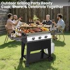 3-Burner Propane Gas Griddle, 36,000 BTU Outdoor Flat Top Propane Grill with 420 Sq In Cooking Area, Rolling Wheels & Folding Side Shelves for Camping, Tailgating & Backyard BBQ, Black