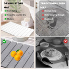 Quick Dry Collapsible Dish Drying Mat, Eco-Friendly Absorbent Diatomaceous Earth Mats for Dishes Bottles Cups 24"×16"Large Stone Dish Drying Mats for Kitchen Counter (White, 24"（L）×16"（W）)