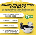Eggssentials Egg Poacher Insert Stainless Steel Poached Egg Cooker Eggs Poaching Cup PFOA Free Egg Poachers Nonstick, 6.25" Rack Compatible with Skillet Instant Pot Pressure Cooker, 2 Poached Cups