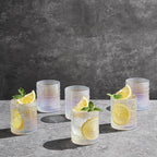 Hobnail Beaded Lowball Drinking Tumbler Glasses | Set of 6 | Clear, Vintage Bubble Design Whiskey Glassware, Old-Fashioned, Embossed Design, Water, Wine, Cocktail Embossed Heavy Glass, Rocks Glass
