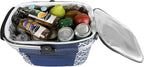 ALLCAMP Insulated Cooler Bag Portable Collapsible Picnic Basket Cooler with Sewn in Frame (Medium Rectangle Blue White)