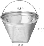 Reusable #4 Cone Shape Coffee Filter Permanent 6-10 Cup Stainless Steel Coffee Filter for Cuisinart Maker Ninja Coffee Bar Brewer -BPA Free