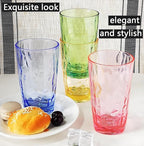 15Oz Unbreakable Tritan Drinking Glasses Shatterproof Acrylic Glasses Drinkware BPA Free Hard Plastic Cups Reusable Kitchen Water Glasses Drinking Set of 8 (4 Colors)