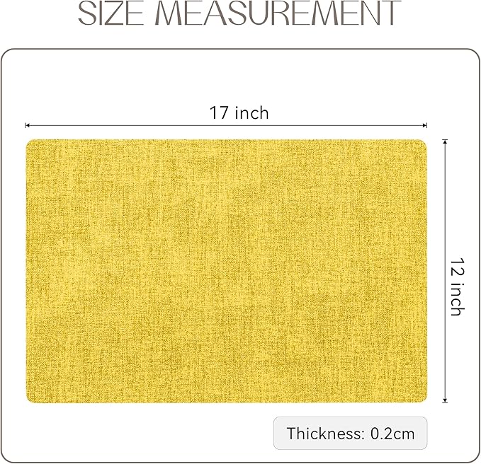 Romanstile Vinyl Placemats Set of 4-12 X 18 Inch - Heat Resistant Place Mats 100% Waterproof Oilproof Wipeable Reversible Faux Leather Table Mats for Kitchen/Dining/Party/Outdoor, Yellow