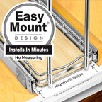 LYNK PROFESSIONAL® Élite™ Pull Out Spice Rack Organizer for Inside Kitchen Cabinets - 6"x21" - Slide Out Drawer – Wood/Chrome Sliding Spice Cabinet Organization Shelf Racks - 2 Tier