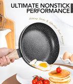 MICHELANGELO Non Stick Frying Pans - 8"+9.5"+11" Nonstick Frying Pan Set with Non-Toxic Stone Coating, Frying Pans Nonstick with Anti-Scald Handle, Induction Compatible