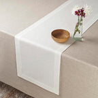 D'Moksha Homes Linen Ivory Table Runner 48 Inches - 100% Pure Linen Small Table Runner 14 x 48 Inch for Coffee Tables, Dresser, Summer, Fall and Halloween - Machine Washable