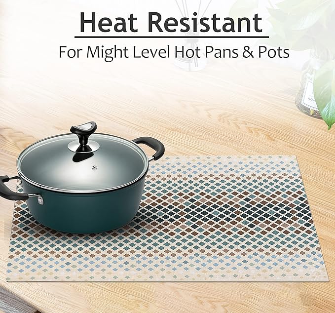 Ruvanti Placemats 100% Cotton 13x19 Inch, Dining Table Placemats Set of 6, Modern Place Mats for Dining Table Decor, Kitchen & Table Linens, Coffee Mat for Christmas Dinners - Faded