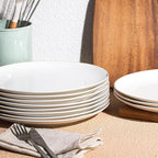 Brew To A Tea - White Porcelain Dinner Plates, Set of 12, 10.5" Gold Rimmed, Classic Style, Formal Dining