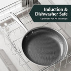 Redchef Non Stick Frying Pans, Hybrid Ceramic Frying Pan, Nonstick Skillet with Stay-Cool Handle, Non Toxic, PFAS PFOA & PTFE Free, Dishwasher & Oven Safe, Compatible All Cooktops (Black, 12 inch)