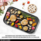 Starfrit The Rock 19.7'' x 11'' (50x28cm) Non-Stick Reversible Grill & Griddle - Durable Forged Aluminum - Oven Safe - PFOA Free - Easy to Clean - Black