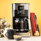 Mixpresso 12-Cup Drip Coffee Maker With Lcd Touch Display, Programmable Coffee Pot Machine, Borosilicate Glass Carafe, Anti-Drip System, Stainless Steel & Black Electric Coffee Maker