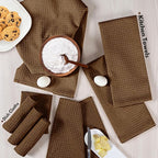 Native Fab Cotton Dish Towel & Dishcloths 8 Piece Set - Soft, Absorbent, Durable, Washable, Fast Drying Towels for Cleaning, Cooking, Baking - Ideal for Home, Kitchen, BBQ & Outdoor Use - Brown