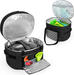 Yarwo 2025 Upgraded Slow Cooker Travel Bag with Bottom Board Compatible with Crock-Pot and Hamilton Beach 6 7 8 Quart, Double Layers Oval Slow Cooker Carrier, Black with Arrow (Bag Only)