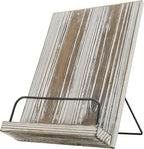 MyGift Torched Wood Cookbook Stand - Recipe Binder Reading Book Display and iPad Tablet Easel with Metal Page Holder and Kickstand