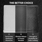 Utheer Nonstick Reversible Aluminum Ceramic Griddle 16.3" x 13", 50% Lighter 2-in-1 Flat & Ribbed Grill Griddle, Warp-Resistant, PFAS-Free,100% Recyclable Stovetop Griddle for Gas,Charcoal,Outdoor BBQ