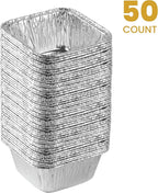 PLASTICPRO Disposable 4.25'' X 4.25 X 2'' Inch Square Aluminum Tin Foil Baking Pans Bakeware - Cookware Perfect for Baking Cakes,Brownies,Bread, Meatloaf, Lasagna, Pack of 50