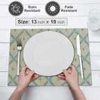 Ruvanti Placemats 100% Cotton 13x19 Inch, Dining Table Placemats Set of 6, Modern Place Mats for Dining Table Decor, Kitchen & Table Linens, Coffee Mat for Christmas Dinners - Linear