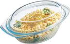 Simax Clear Oval Shaped Glass Casserole with Tight Fitting Lid – Heat, Cold and Shock Proof – Made in Europe – Oven, Freezer and Dishwasher Safe – 3 Quart (Plus 1.4 Quart Lid) Glass Baking Dish