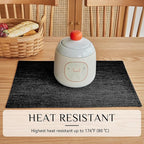 Softalker Faux Linen Placemats Set of 12-12 x 18 Inch, Heat Resistant Double Layered Durable Burlap Farmhouse Place Mats, Non-Slip Washable Rustic Table Mats for Dining, Kitchen, Party（Black