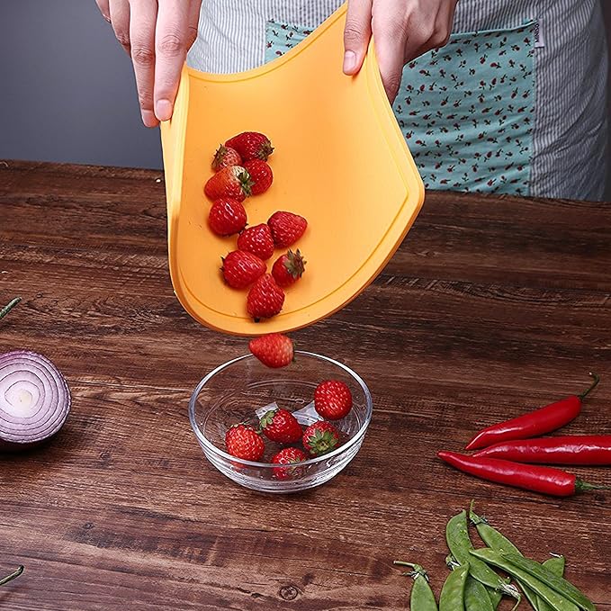 Extra Large Thick Silicone Cutting Boards for Kitchen 14.6'' x 10.43'' Flexible Cutting Chopping Boards/Mats Non-slip Deep Drip Juice Groove, Dishwasher Safe-Yellow