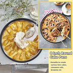 E-far 8 Inch Cake Pans Set of 2, Nonstick Stainless Steel Small Round Baking Pans with Parchment Paper & Side Liner Roll, Stainless Steel Core & Non-toxic Coating, Straight Side & 2 Inch Deep