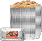 PARTY BARGAINS 3 Lb Aluminum Loaf Pan - 60 Pack, Heavy Duty Disposable Bread Pans for Perfect for Baking, Lasagna, Meatloaf & Food Serving (Max 240°C)