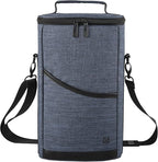 ALLCAMP 2 Bottle Wine Tote Carrier - Insulated Portable Padded Canvas Wine Bag for Travel, BYOB Restaurant, Wine Tasting, Party, Great Christmas Day Gift for Wine Lover，Blue