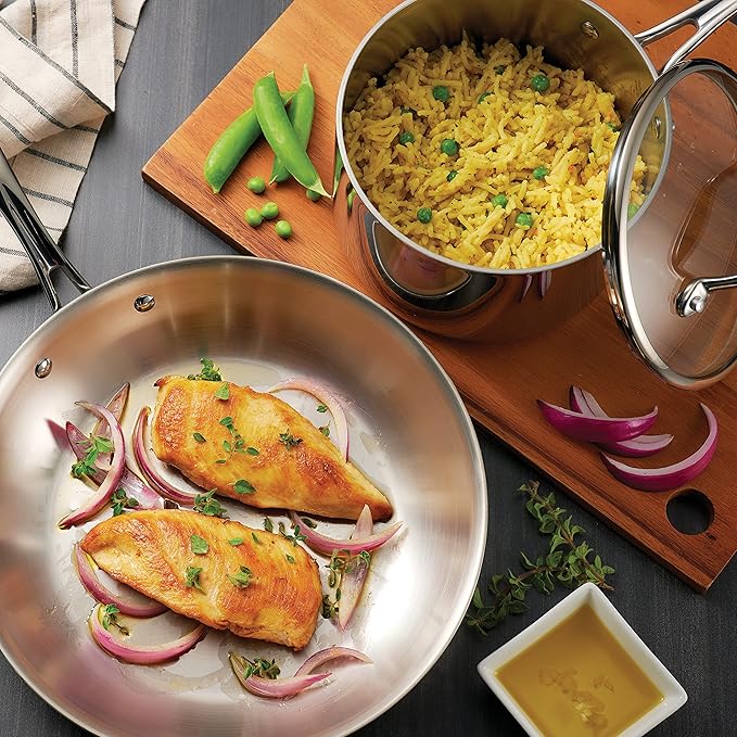 Tramontina Tri-Ply Clad Stainless Steel 8-Piece Cookware Set with Glass Lids, Pots and Pans Kitchen Set, Induction-Ready, Dishwasher-Safe, NSF-Certified