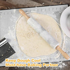 Koville African Natural Marble Rolling Pin, Non-Stick Polished Dough Roller, Pasta, Dumpling, Fondant, Pie Crust, Bread, Pizza Dough, Kitchen Baking Pastry Tools with Mat/Scraper(Grigio Fantasy)