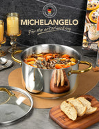 MICHELANGELO Stainless Steel Pots - 6 Qt Induction Pot with Lid, 18/10 Stainless Steel Stock Pot, Non Toxic Cooking Pot, Oven & Dishwasher Safe