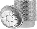 PLASTICPRO 6'' Inch Round Tin Foil Cake Pans Disposable Aluminum, Freezer & Oven Safe - For Baking, Cooking, Storage, Roasting, & Reheating, Pack of 50