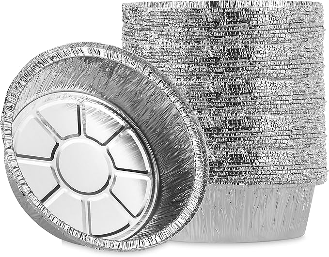 PLASTICPRO 6'' Inch Round Tin Foil Cake Pans Disposable Aluminum, Freezer & Oven Safe - For Baking, Cooking, Storage, Roasting, & Reheating, Pack of 50