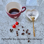 Heart-shaped Coffee Spoon Rest, Mini Coffee Spoon Holder, Coffee Stirrers, Teaspoon, Bar Spoon Rest, Coffee Bar Accessories (Ture white+Gold Spoon)