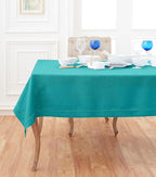 Solino Home Linen Teal Tablecloth 60 x 120 Inch - Classic Hemstitch, 100% Pure Linen Rectangular Tablecloth - Machine Washable Table Cloth for Summer, Fall, Autumn