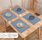 Ruvanti Linen Placemats Set of 6-13x19 Inch, Classic Hemstitch, Heat ‎Resistant Machine Washable Place Mats, Soft & Elegant- Perfect for Christmas, ‎Thanksgiving, Easter, Weddings, Dinner - Grey