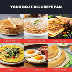 GreenPan x Bobby Flay 11" Carbon Steel Crepe Pan, Pre-Seasoned, Nontoxic, PFAS-Free, Induction Compatible, Pancake & Omelet Flat Griddle, High-Heat & Oven Safe Cookware, Cast Iron Alternative