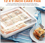 Herogo Baking Pan with Lid, 9 x 12 Inch Stainless Steel Lasagna Pan Deep, Rectangle Cakes Bakeware with Lid for Brownies Casseroles, Dishwasher Safe