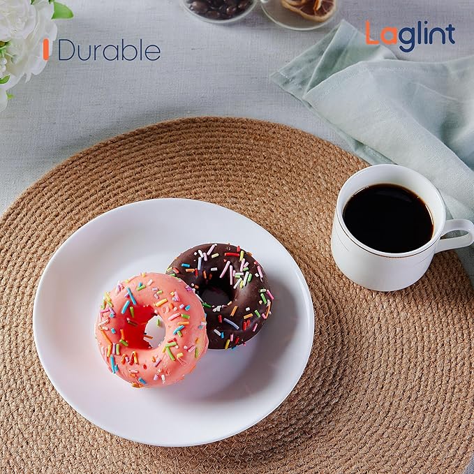 7.5 inch Appetizer Plate Set of 6, Lightweight Opal Glass Round White Salad Plates for Dessert Kitchen, Dishwasher and Microwave Safe