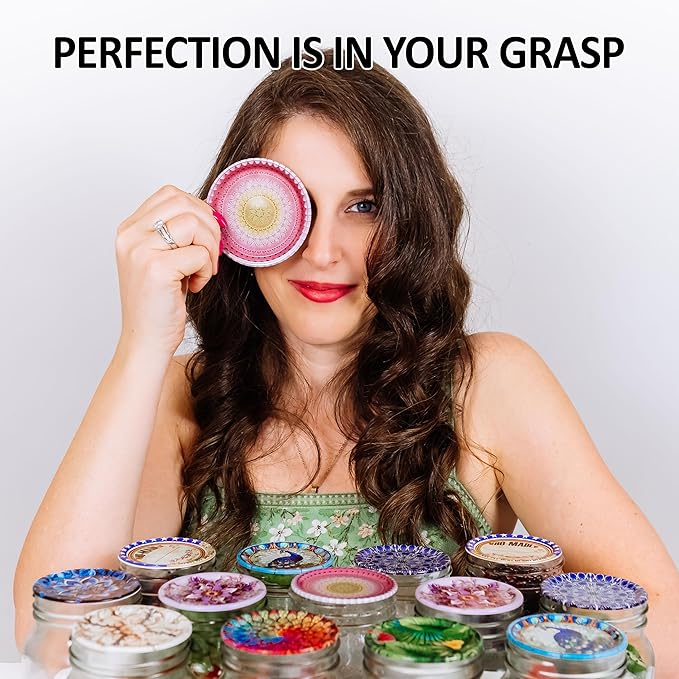 Supa Ant Thickest Canning Lids Regular Mouth (50 Pcs)Food Grade Tin Can Lids for Canned Food-Buckle Proof & Rust Proof Lid for Canning Kit for Regular Mouth Mason Jars(Knitted Crochet)Canning Supplies