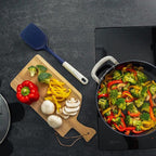 Guy Fieri's Flavortown 15-Piece Ceramic Cookware Set, Nonstick Pots and Pans for Cooking, Easy-Clean Kitchen Cookware, Made without PFAS PTFE PFOA, Induction Compatible, Dishwasher Safe, Blue & White