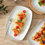 fMBB 3pcs Ceramic White Serving Platters, Large Rectangular Plate, Irregular Rectangular Trays - Party, Wedding, Entertaining, Microwave and Dishwasher Safe - 14 Inch