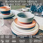 Mora Ceramic Flat Dinner Plates Set of 6, 10.5 in High Edge Dish Set - Microwave, Oven, and Dishwasher Safe, Scratch Resistant, Modern Dinnerware- Kitchen Porcelain Serving Dishes - Assorted Neutrals