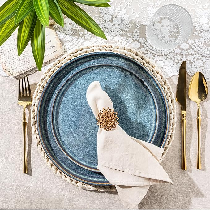 AmorArc Dinner Plates Set of 6, 10.5 Inch Reactive Glaze Ceramic Plates Set, Microwave, Dishwasher Safe, Scratch Resistant, Modern Large Dinnerware Dishes Set Kitchen Stoneware Plates