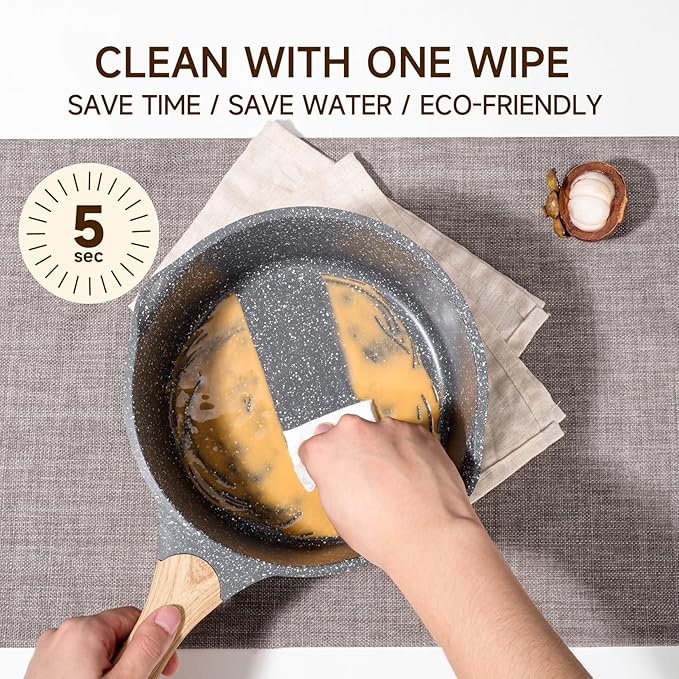 JEETEE 1.5 Quart Sauce Pan with Lid, Non Stick Small Pot with Coating, Masterclass Cookware Sauce Pot for Cooking, PFOA/PFOS Free