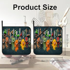 Colourful Various Herbs Pot Holders Set of 2 Heat Resistant & Non Slip Potholders, Spices for Cooking Oven Hot Pads for Kitchen Cooking Baking Barbecue