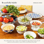 MACKENZIE-CHILDS Enamel Everyday Bowl, Serving Bowl for Entertaining, Extra-Large, Gray-and-White Sterling Check, Set of 1