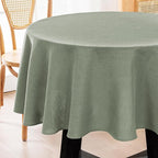 H.VERSAILTEX Linen Table Cloths Round 60 Inch Premium Tablecloth Spill-Proof Waterproof Table Cover for Dining Buffet Feature Extra Soft and Thick Fabric Wrinkle Free, Sage